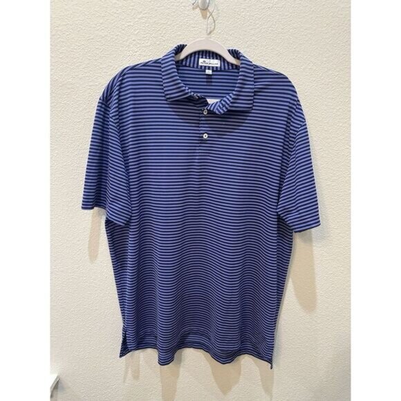 Peter Millar Other - Peter Millar Polo Shirt‎ Mens XL Purple Navy Stripe Golf Tech Stretch Casual
